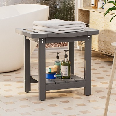 Sonkuki HIPS Waterproof Shower Benches for Inside with Shower Head Holder for Spa, Bath, Shaving Legs