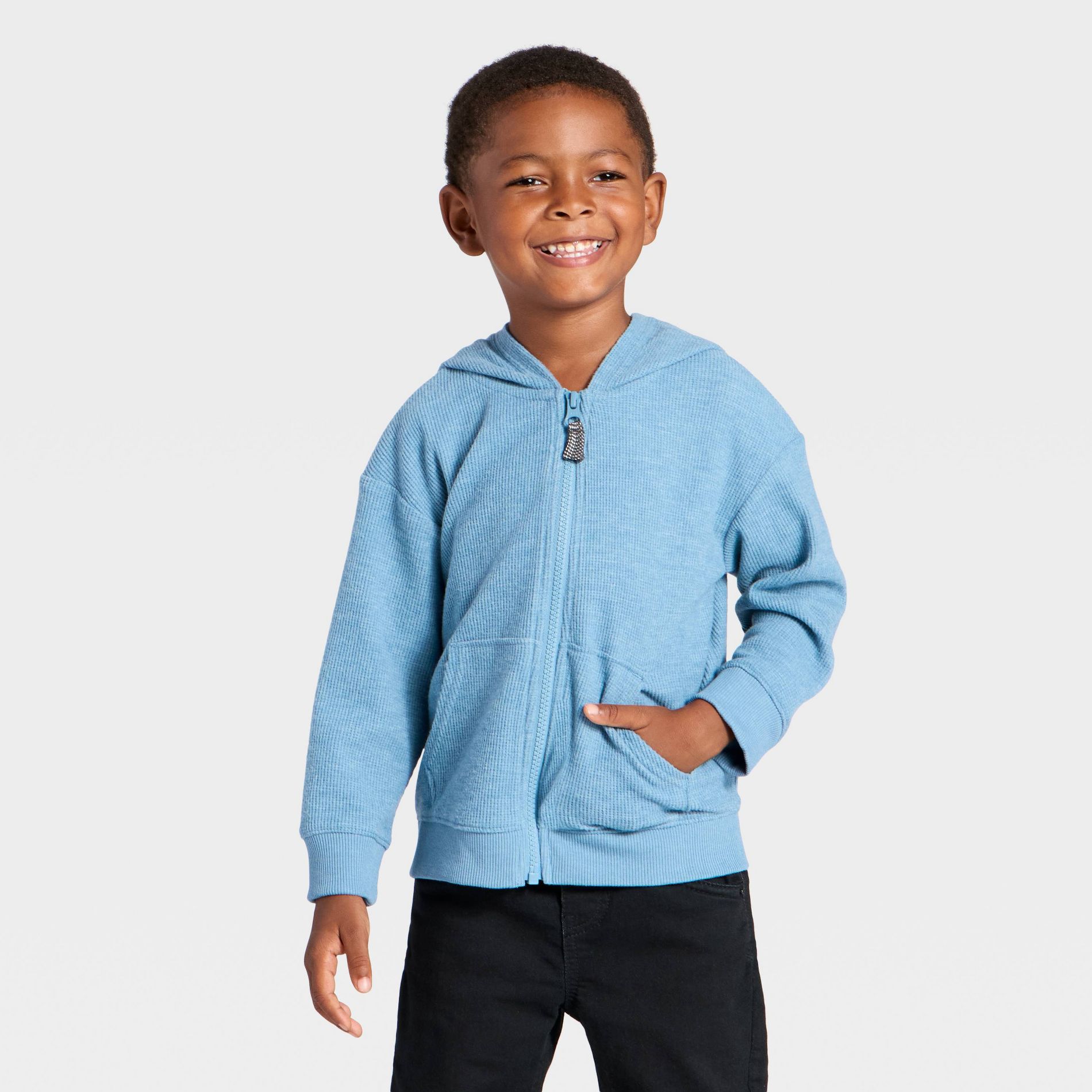 Toddler Boys' Waffle Knit Zip-Up Hoodie - Cat & Jack™