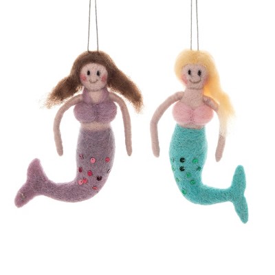 Gallerie II Little Mermaid Holiday Christmas Xmas Ornament Wool A/2