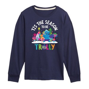 Boys' - Trolls - Tis The Season Trolly Branch and Friends Long Sleeve Graphic T-Shirt - 1 of 4