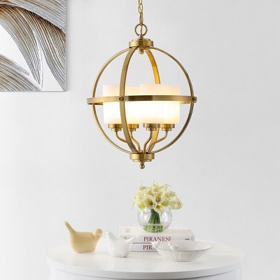 Elegant Farmhouse 22" Globe Pendant in Brass Gold with LED Lights