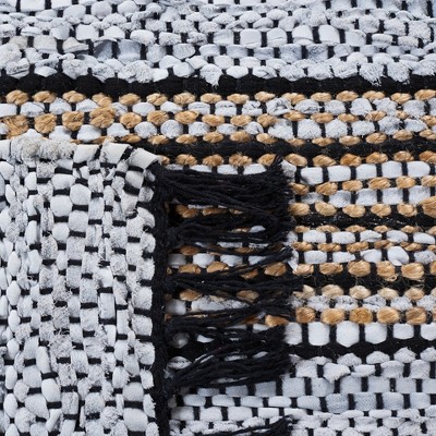Handmade Brown Cotton and Cowhide 8' x 10' Flat Woven Rug