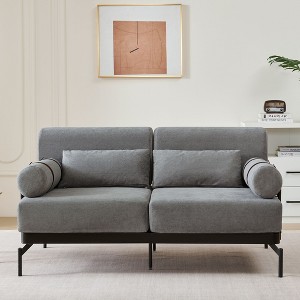 NicBex 59" Loveseat with USB Ports,Modern Chenille Couch,2-Seater Sofa with Unique Cylindrical Armrests,Sofas for Living Room,Bedroom - 1 of 4