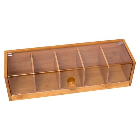 Bamboo Acrylic 5 Section Tea Box