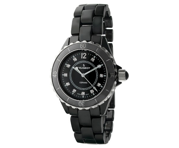 Peugeot Women's Black Genuine Ceramic Swiss Watch
