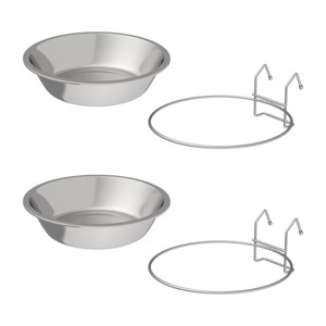 Set of 2 Stainless-Steel Dog Bowls - Cage, Kennel, and Crate Hanging Pet Bowls for Food and Water - 48oz Each and Dishwasher Safe by PETMAKER - 1 of 4