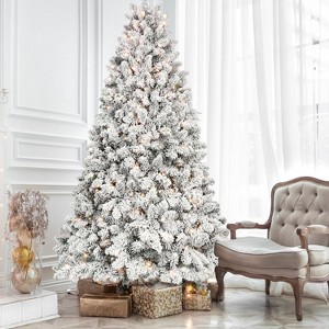 NicBex 6ft Prelit Snow Flocked Artificial Christmas Tree with 888 Branch Tips, 350 Lights and Metal Stand for Indoor - 1 of 4