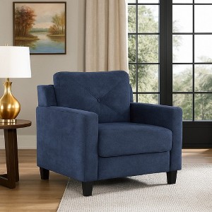 Royal Hampton Accent Chair, Track Armrest, Blue Fabric Seat w Tufted Backrest - 1 of 1