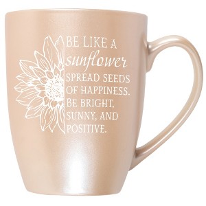 Elanze Designs Be Like A Sunflower, Spread Seeds Of Happiness, Be Bright, Sunny, And Positive Precious Pearl 10 ounce New Bone China Coffee Cup Mug - 1 of 4