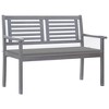 vidaXL Bench Grey Eucalyptus wood Medium Ergonomic Garden Bench - 2 of 4