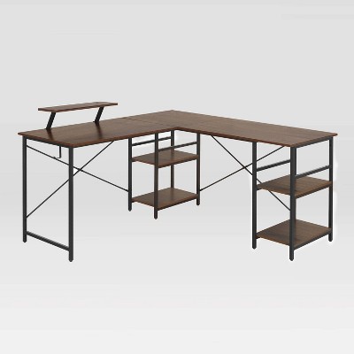 Functional L Shaped Desk With Storage Gray - Techni Mobili : Target