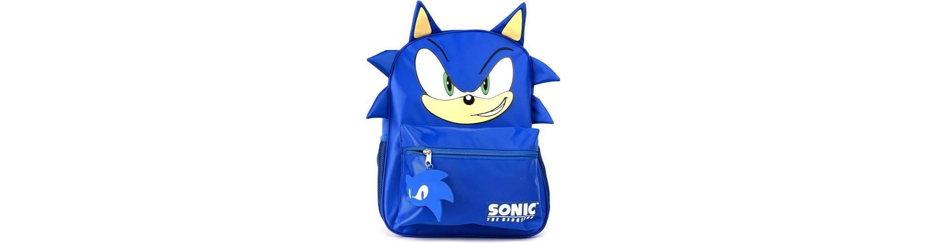Sonic Backpack for Boys & Girls, Bookbag with Adjustable Shoulder Straps & Padded Back,16 Inch Schoolbag with 3D Features