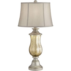 Barnes and Ivy Freida Table Lamp 33 1/2" Tall Mercury Glass Urn Off White Fabric Bell Shade for Bedroom Living Room Bedside Nightstand Office Kids - 1 of 4