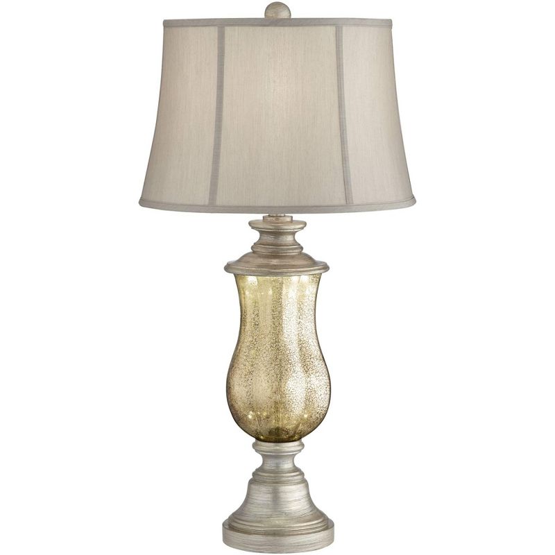 Barnes and Ivy Freida Table Lamp 33 1/2" Tall Mercury Glass Urn Off White Fabric Bell Shade for Bedroom Living Room Bedside Nightstand Office Kids, 1 of 7