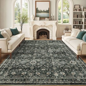 Vintage Large Area Rug for Living Room Bedroom Distressed Rug Non-Slip Low Pile Machine Washable Rug - 1 of 4