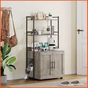 Homhougo Cat Litter Box Enclosure with Shelf Storage, Enclosed Litter Box - Large Cat House Furniture with Ventilation Holes - 1 of 4