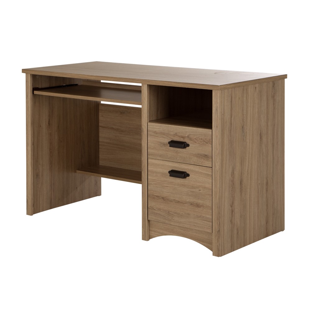 Gascony Computer Desk with Keyboard Tray Rustic Oak - South Shore