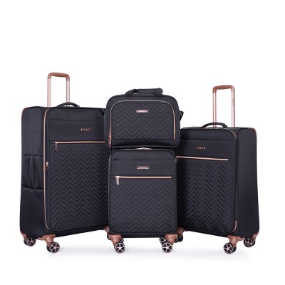 4-Piece Softside Luggage Set with Spinner Wheels, Expandable Lightweight Terylene Suitcases 16", 20", 24", 28" for Travel-Cuddlewood