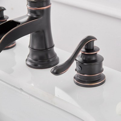 Oil Rubbed Bronze 8-Inch Widespread Double Handle Bathroom Faucet
