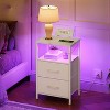MaseiKar Nightstand with Charging Station, Bedside Table with LED Lights and 2 Fabric Drawers, End Table with 2 AC Outlets and USB Port - 2 of 4