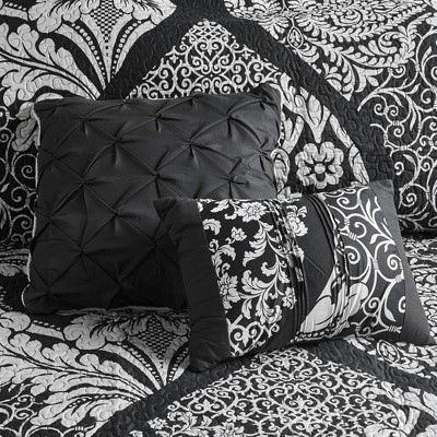 Black and White Cotton Reversible Full Quilt Set