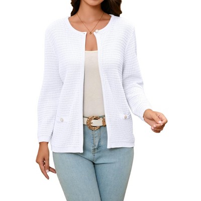 Women Crochet Knit Open Front Cardigan Long Sleeve Sweater Shrugs Outerwear Fall Outfits