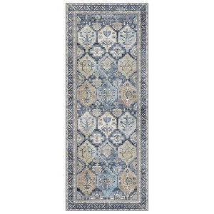 Abynow Diamond Distressed Persian Style Washable Indoor Rug - 1 of 4