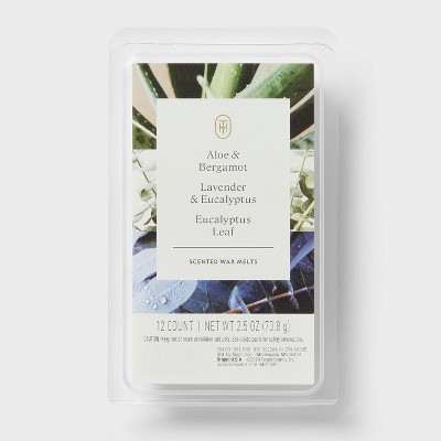 12ct Aloe and Bergamot, Lavender and Eucalyptus, Eucalyptus Leaf Wax Melts - Threshold™