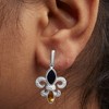 Haus of Brilliance Silver Onyx and Citrine with Diamond Accent Fleur De Lis Drop Stud Earrings - 3 of 4