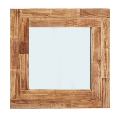 31.5" Square Wall Mirror Distressed Slatted Wood - Danya B.