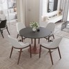 LeisureMod Bristol Round Dining Table with MDF Top and Walnut Steel Pedestal Base for Modern Kitchen and Dining Room - 2 of 4