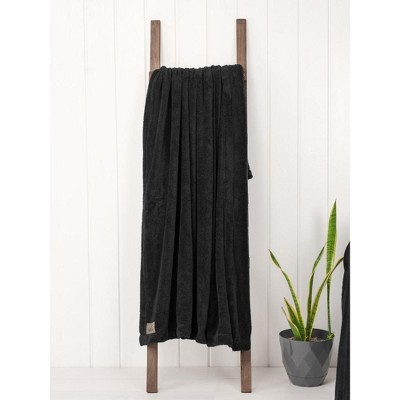 Black Plush Fleece Throw Blanket, 50x60 Inches