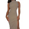 Slickblue Women's Sleeveless Maxi Dress, Rib Knit Mock Neck with Slits, Fitted Style, 5 Color Options, Size S-L - 3 of 4