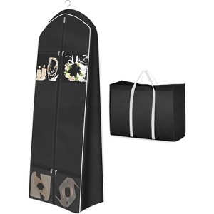 2 Pack 70" Portable Wedding Dress Garment Bags, 8'' Gusseted Covers with Bride Tote & 4 Pockets - 1 of 4