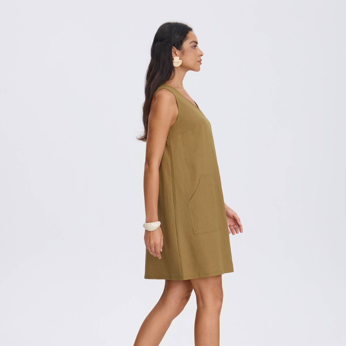 Women's Pocket Detail Mini A-Line Dress - A New Day™ Dijon Yellow - thumbnail 5