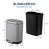 Stainless Steel Trash Can with Lid – Soft Close Step-On Pedal, Fingerprint-Resistant, Ideal for Kitchen or Bathroom - 2 of 4