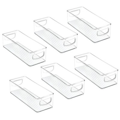 mDesign Small Plastic Office Storage Container Bin with Handles, 6 Pack - Clear