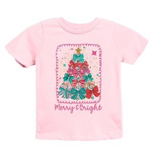 Merry & Bright Bow Tree - Youth Short Sleeve Graphic T-Shirt - 1 of 4