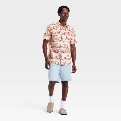 Мужские рубашки Goodfellow & Co Men's Vintage Short Sleeve Western Button-Down Shirt - Goodfellow & Co™ Orange L — фото 2