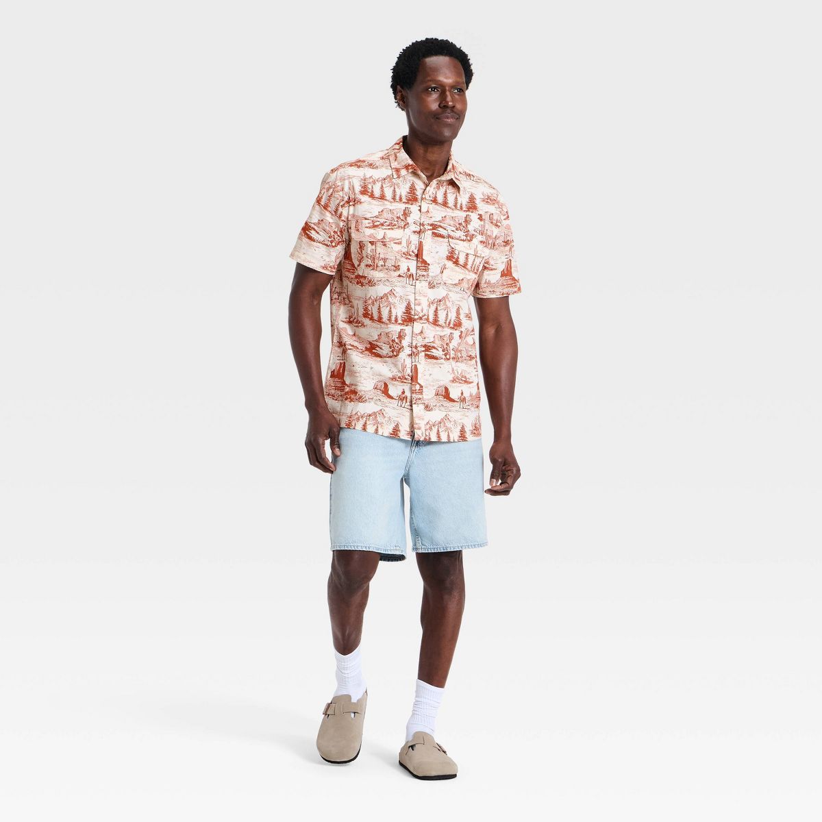 Men's Vintage Short Sleeve Western Button-Down Shirt - Goodfellow & Co™ Orange - thumbnail 3