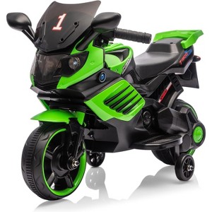 6V Kids Ride-On Motorcycle w/ Training Wheels & Treaded Tires - Working Headlight/Horn/Music, Stable Electric Toddler Bike Gift for Boys/Girls - 1 of 4