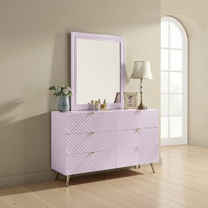 Royal Hampton Accent Dresser Mirror, Sleek Square Wood Frame, 34x39 Glossy Pink - 1 of 4