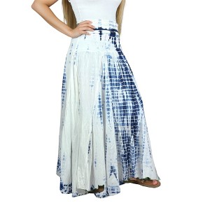 Agan Traders Women's Boho Summer Tie-dye High Waistband A Line Flared Maxi Skirt - 1 of 4