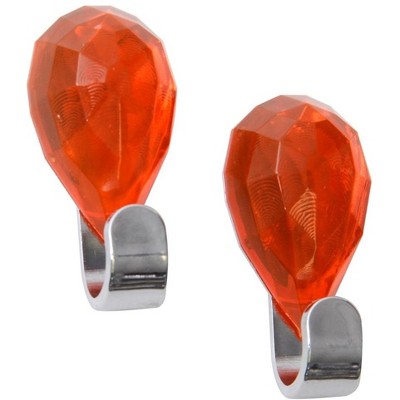 Evideco French Home Goods Chromed Self Adhesive Hooks with Diamond Decoration - Set of 2