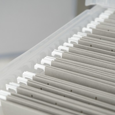 Clear Stackable Letter/Legal Size Secure File Storage Box, 5-Pack