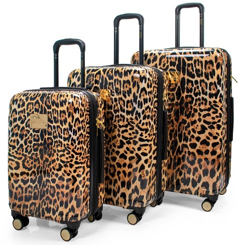 Leopard print hard store shell suitcase