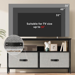 Home TV Stand Dresser with Storage, TV Console for Living Room, 2-Drawer Entertainment Center with Open Shelf, Fabric Drawer TV Cabinet - 1 of 4