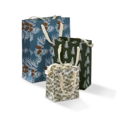 TAG Wilde Pine Gift Bag - Eco-Friendly Paper Gift Bag for Holidays & Everyday Use, Green Multi, 3" H x 5" L x 5.5" W