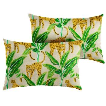 2pk Rectangle Outdoor Indoor Outdoor Throw Pillows Yellow/Green