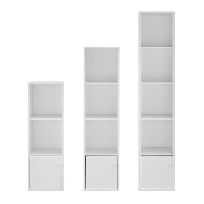 59" Set of 3 Slim Cube Shelf Unit Towers White - Danya B.